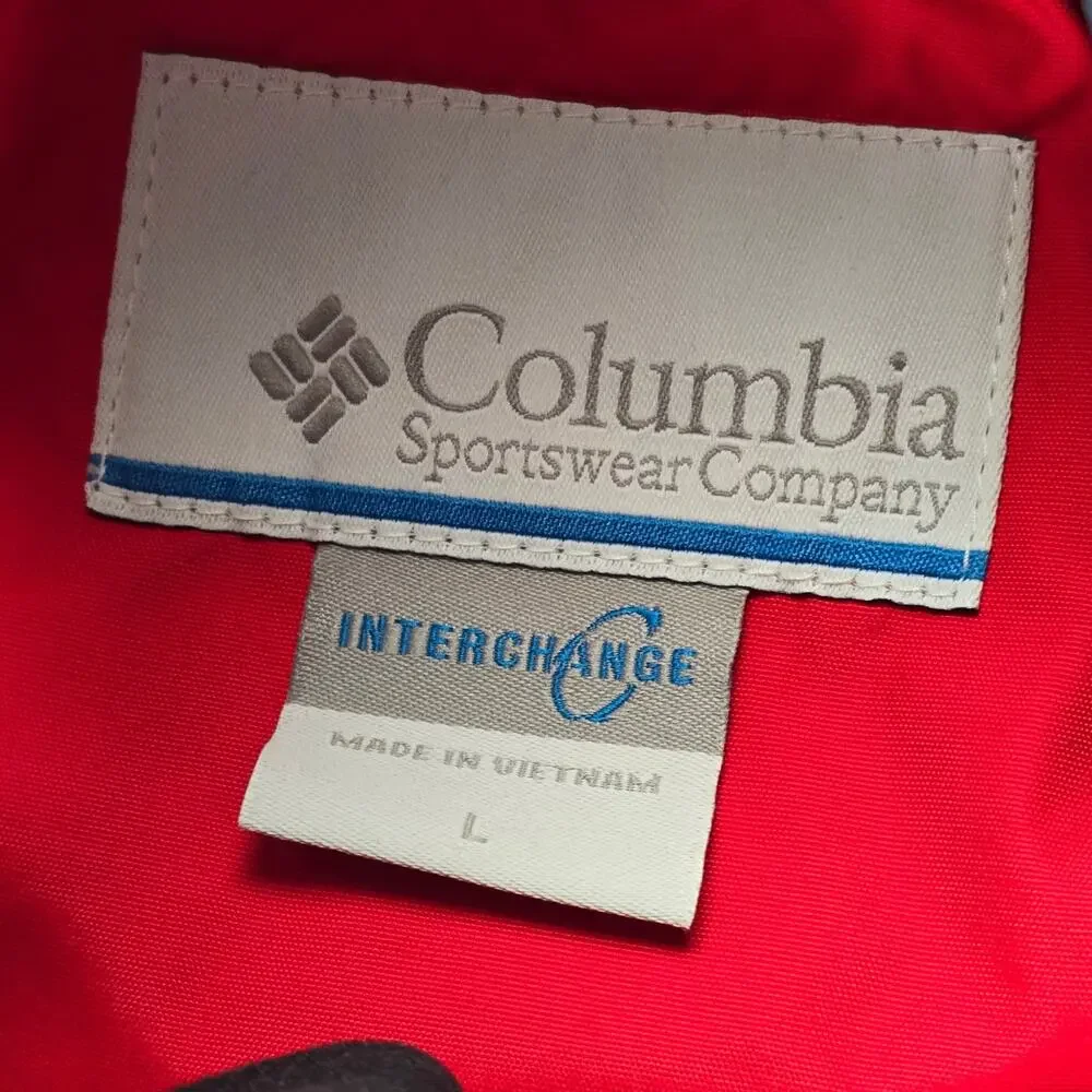 Columbia Interchange Jacket Mens Large Gray Red Waterproof Hooded SHELL ONLY